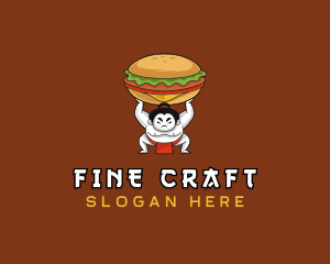 Sumo Wrestler Cheeseburger logo design