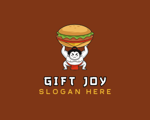 Sumo Wrestler Cheeseburger logo design