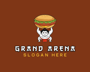 Sumo Wrestler Cheeseburger logo design