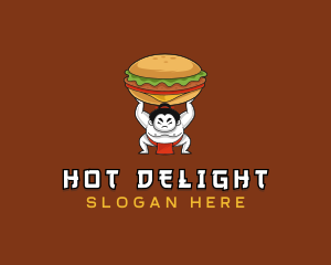 Sumo Wrestler Cheeseburger logo design