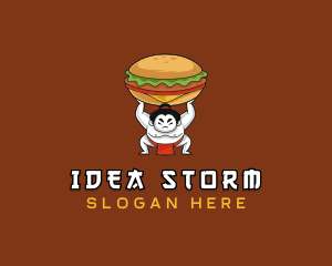 Sumo Wrestler Cheeseburger logo design