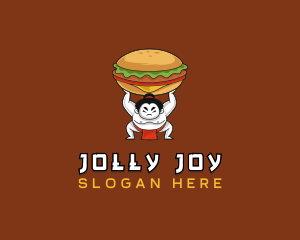 Sumo Wrestler Cheeseburger logo design