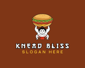 Sumo Wrestler Cheeseburger logo design