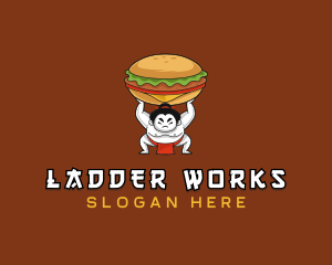 Sumo Wrestler Cheeseburger logo design