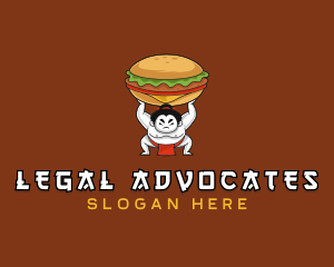 Sumo Wrestler Cheeseburger logo design