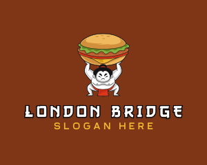 Sumo Wrestler Cheeseburger logo design