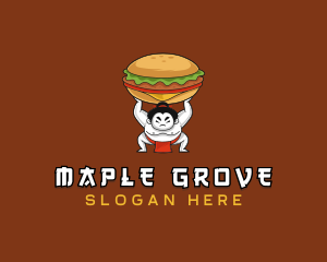 Sumo Wrestler Cheeseburger logo design