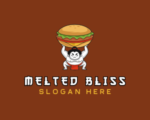 Sumo Wrestler Cheeseburger logo design