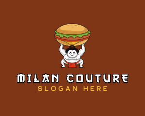 Sumo Wrestler Cheeseburger logo design