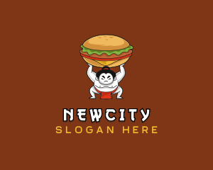 Sumo Wrestler Cheeseburger logo design