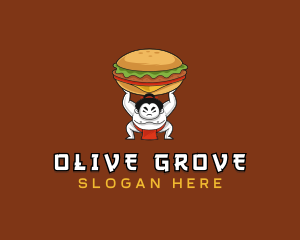 Sumo Wrestler Cheeseburger logo design