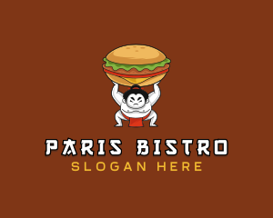 Sumo Wrestler Cheeseburger logo design