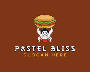 Sumo Wrestler Cheeseburger logo design