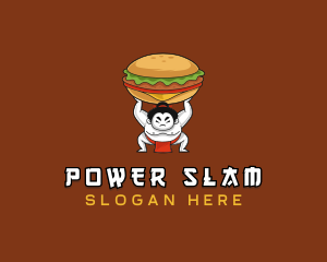 Wrestler - Sumo Wrestler Cheeseburger logo design