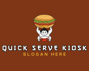 Sumo Wrestler Cheeseburger logo design