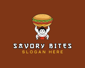 Dinner - Sumo Wrestler Cheeseburger logo design