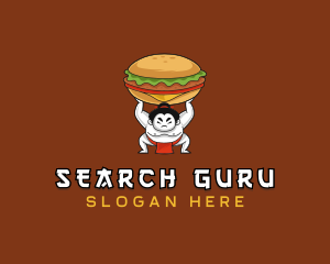 Sumo Wrestler Cheeseburger logo design