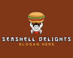 Sumo Wrestler Cheeseburger logo design