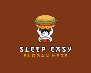 Sumo Wrestler Cheeseburger logo design