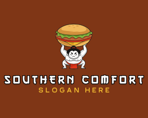 Sumo Wrestler Cheeseburger logo design