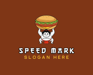 Sumo Wrestler Cheeseburger logo design