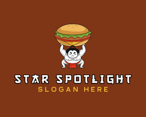 Sumo Wrestler Cheeseburger logo design