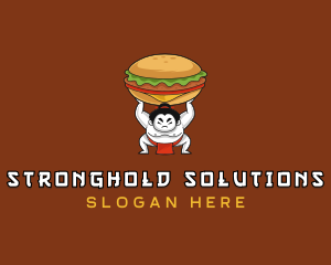 Sumo Wrestler Cheeseburger logo design