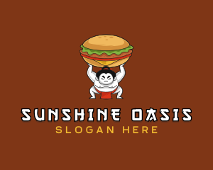 Sumo Wrestler Cheeseburger logo design