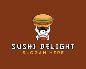 Sumo Wrestler Cheeseburger logo design