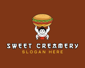 Sumo Wrestler Cheeseburger logo design