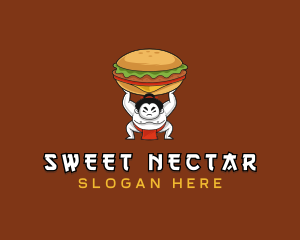 Sumo Wrestler Cheeseburger logo design