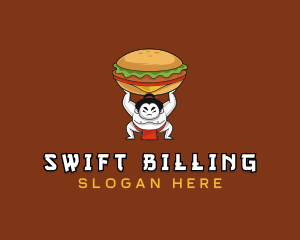 Sumo Wrestler Cheeseburger logo design