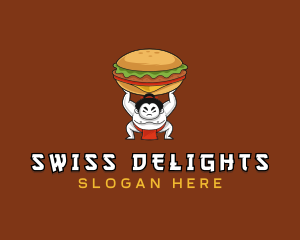 Sumo Wrestler Cheeseburger logo design