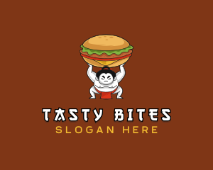 Eat - Sumo Wrestler Cheeseburger logo design