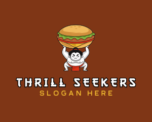 Sumo Wrestler Cheeseburger logo design