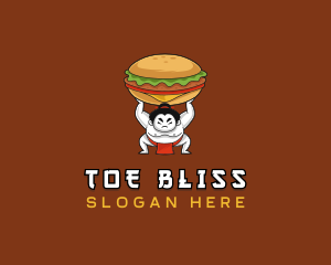 Sumo Wrestler Cheeseburger logo design