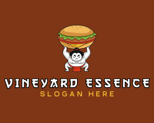 Sumo Wrestler Cheeseburger logo design