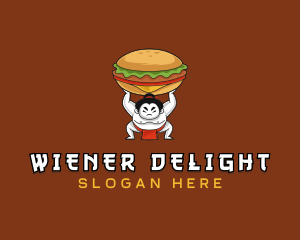 Sumo Wrestler Cheeseburger logo design