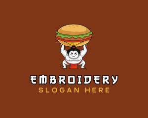 Sumo Wrestler Cheeseburger logo design