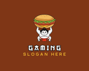 Cafeteria - Sumo Wrestler Cheeseburger logo design
