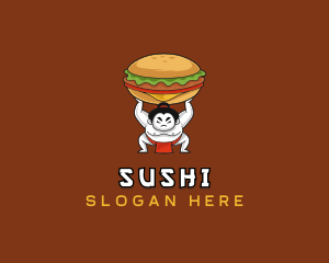 Sumo Wrestler Cheeseburger logo design