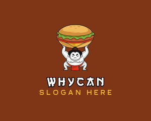 Wrestler - Sumo Wrestler Cheeseburger logo design