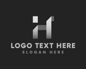 Monochrome - Gradient Modern Origami Letter H logo design