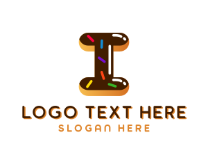 Donut - Chocolate Sprinkle Letter I logo design