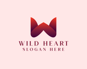 Heart Dating App Letter W logo design