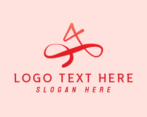 Fancy - Red Cursive Letter A logo design