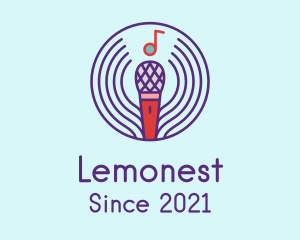 Vocalist - Musical Note Microphone logo design