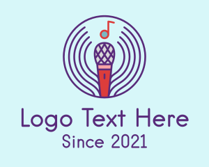 Vocals - Musical Note Microphone logo design