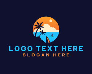 Palm Tree - Travel Boat Vacation logo design