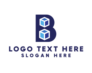 Letter B - Blue Cube B logo design